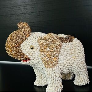 Vintage Seashell Elephant Trunk Up Figurine Sea Shell